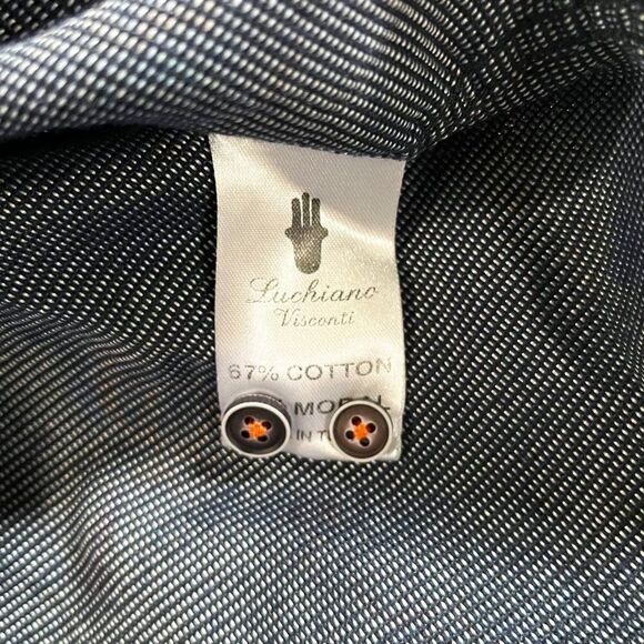 Luchiano Visconti - Visconti Black Blue‎ and White Paisley Mens Button Down - Picture 7 of 11
